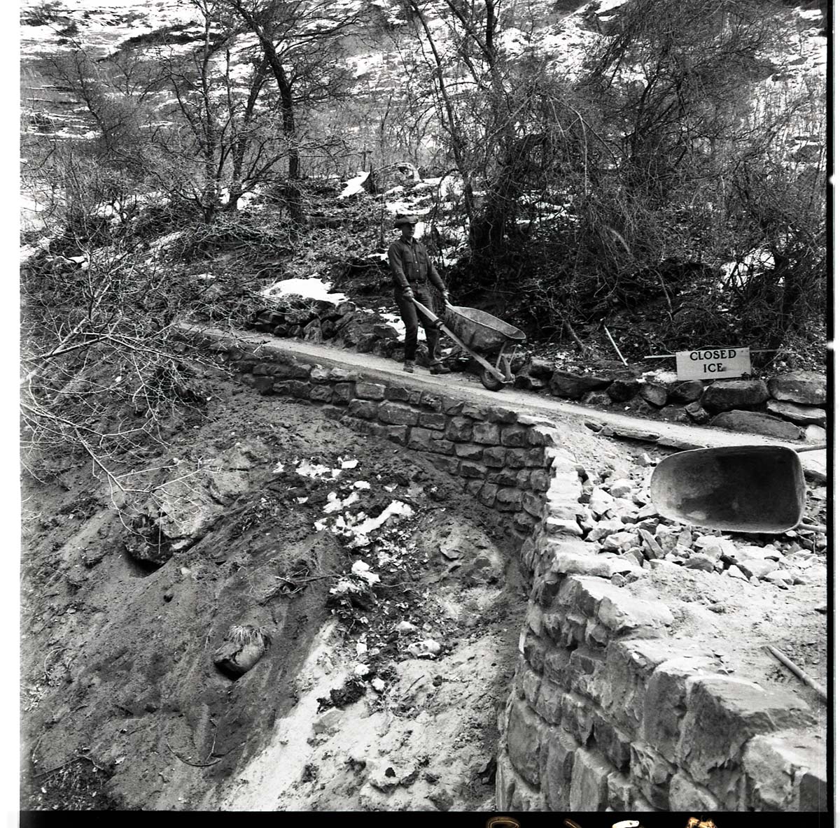 Rock work and repair of Weeping Rock Trail.