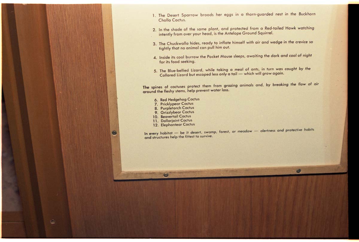 Color Photos of the old visitor center exhibits.