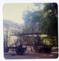 Arrival and emplacement of three new footbridges in Zion Canyon.