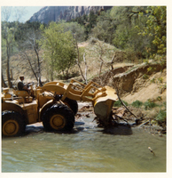 Color photos of channel clearing and bank stabilization along the Virgin River near Birch Creek.