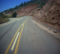 Color Photos of rock slides in Kolob Canyon.