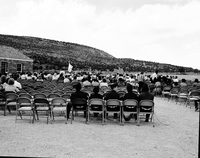 Visitors seated at the dedication ceremony for new Tribal and National Park Service Visitor Center and 50th anniversary at Pipe Spring National Monument.