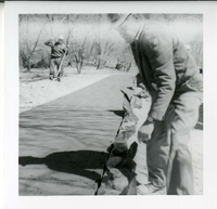 Workers during the Lady Mountain sign emplacement.