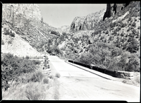 Highway Bridge over North Fork of Virgin River. Zion Canyon - Mt Carmel highway junction.