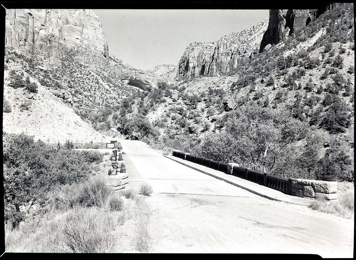 Highway Bridge over North Fork of Virgin River. Zion Canyon - Mt Carmel highway junction.