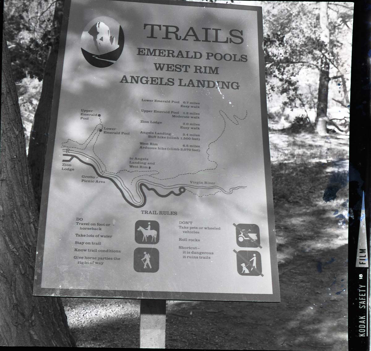 BW Photos of trailside exhibits.