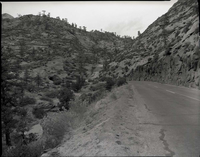 Location of proposed parking area for wayside exhibit: 'Geology of Zion illustrated in jointing'.