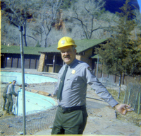 The destruction of the lodge pool and bathhouse.