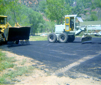 Construction vehicles during the utilities project at Zion Lodge.