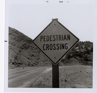 Sign reading 'Pedestrian Crossing' in Kolob Canyon.