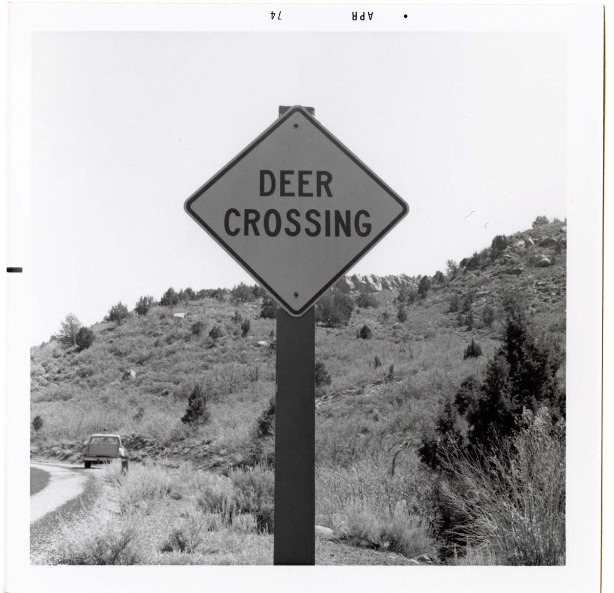 Road sign reading 'Deer Crossing' in Kolob Canyon.