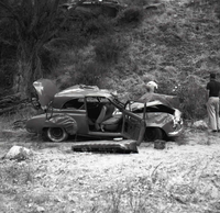 Auto accident on canyon road, a quarter mile north of Grotto Campground on August 3, 1958.