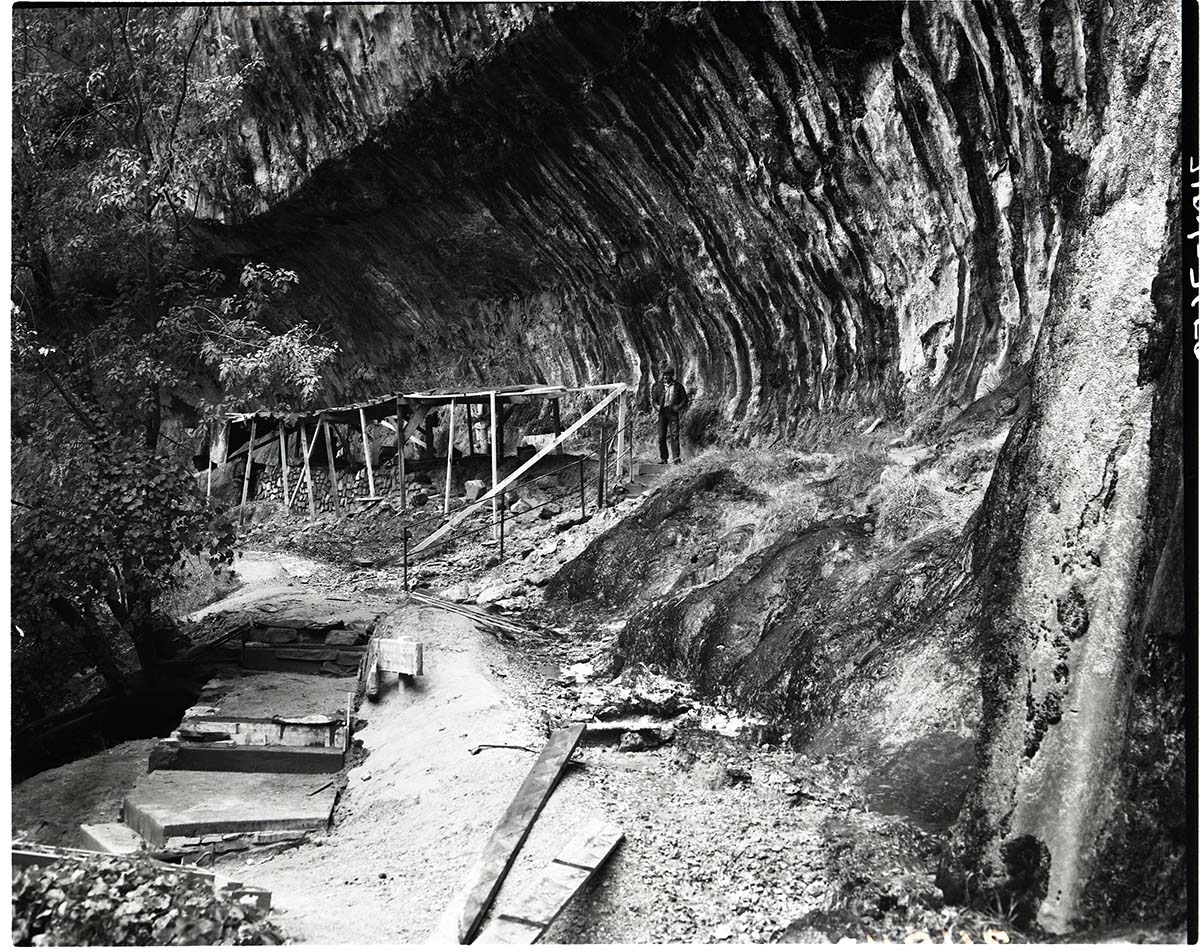 Repair of Weeping Rock Trail, concrete steps and stone work.