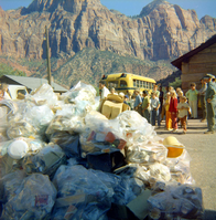 Pile of rubbish during the 'Litter School' held at the maintenance yard with elementary school kids.