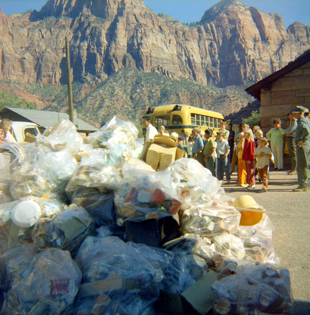 Pile of rubbish during the 'Litter School' held at the maintenance yard with elementary school kids.