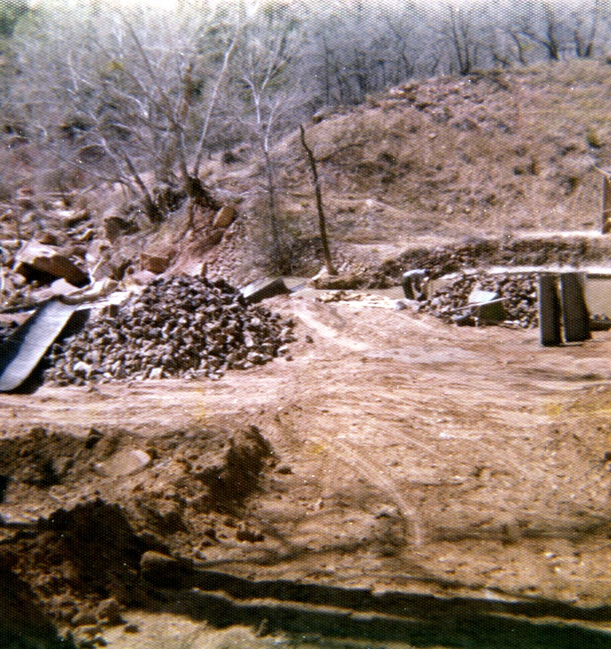Color photo of the Virgin River channel stabilization and construction of the spillway near Birch Creek.