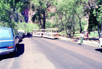 Color Photos of the parks 72nd anniversary celebrations- cake cutting, barbecue, speakers.