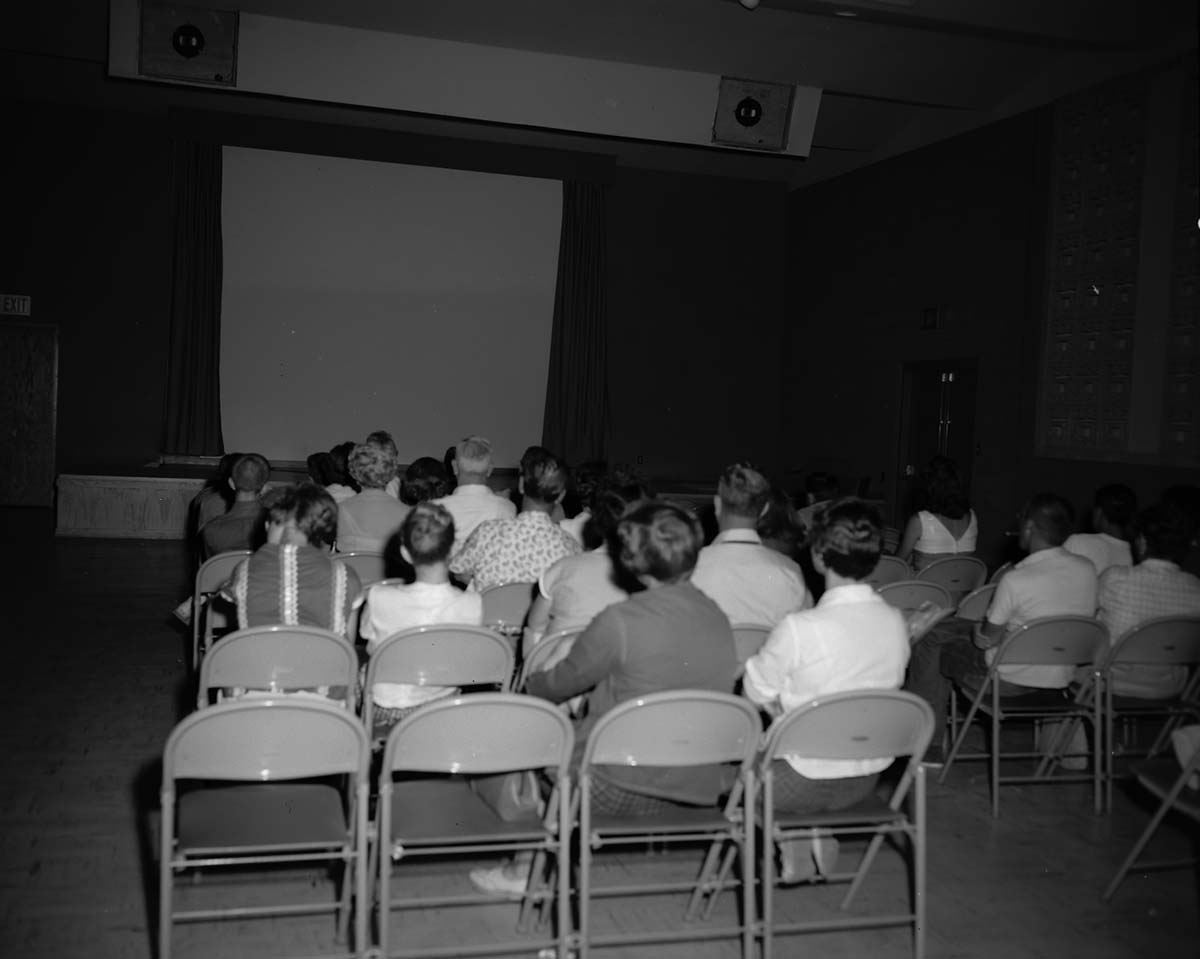 Visitors at orientation program at Visitor Center auditorium.
