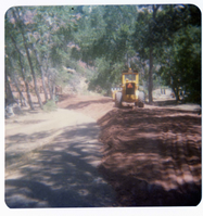 Construction vehicle in operation during the emplacement of the Zion Lodge footbridge.