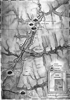 Map of Zion Canyon pioneer homesteads. Artist Mary Tucker.