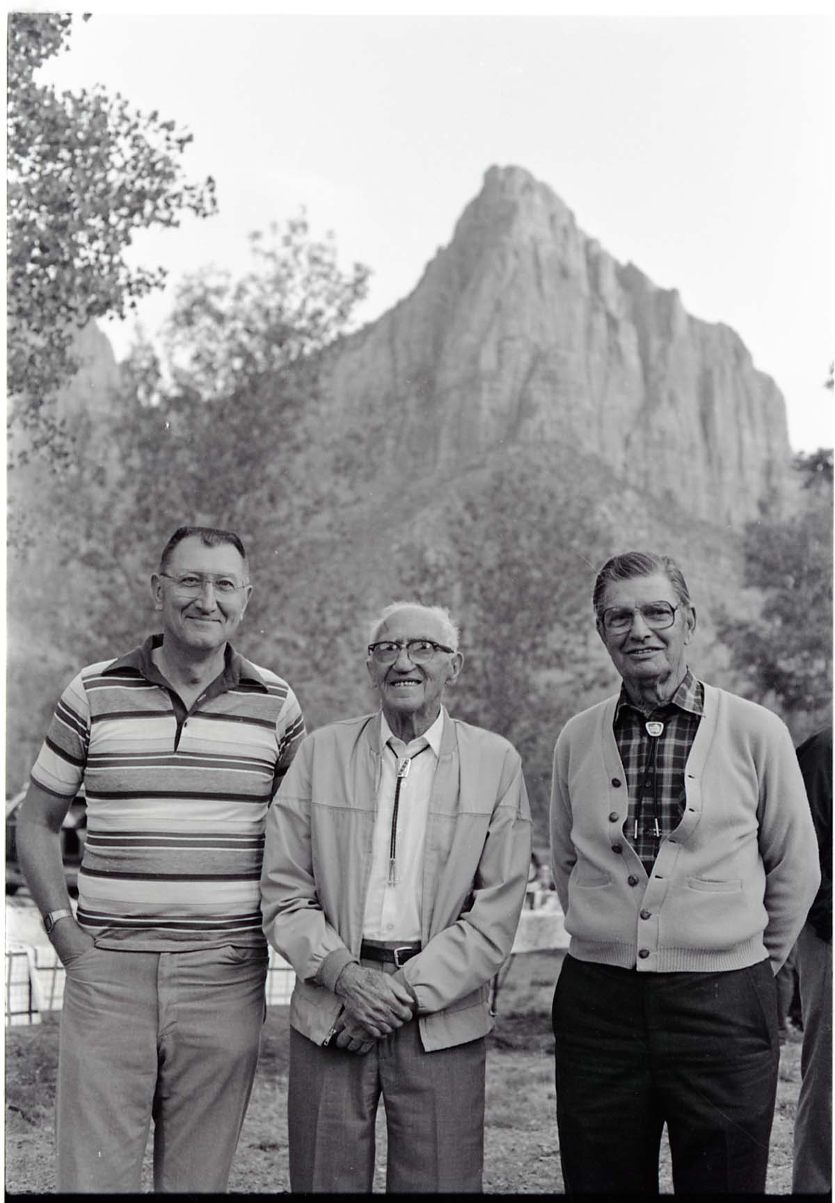 BW Photos of the Crocker/ Nicholson retirement barbeque. Superintendent Harold Grafe in striped shirt.
