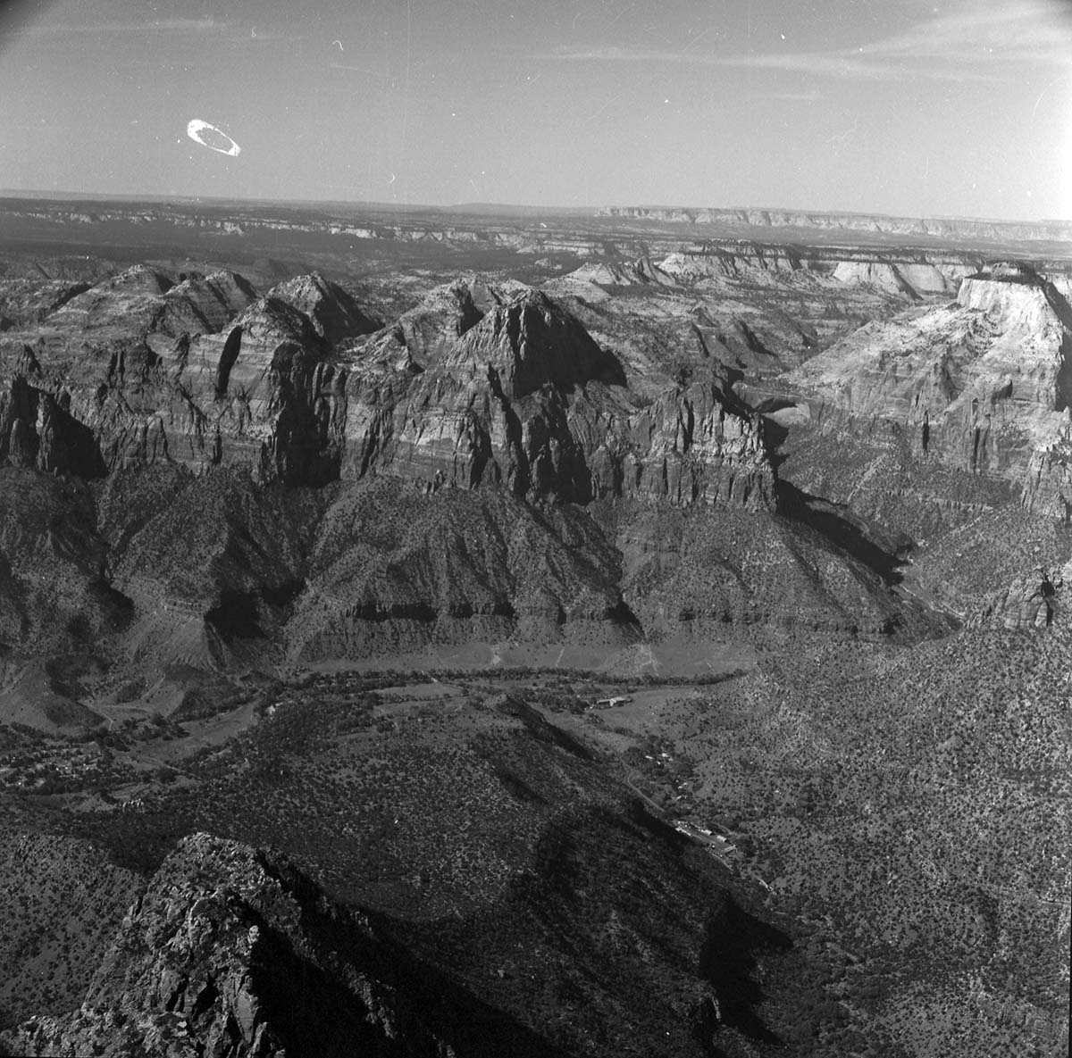 Helicopter flight to study Temple Cap formation for geology book