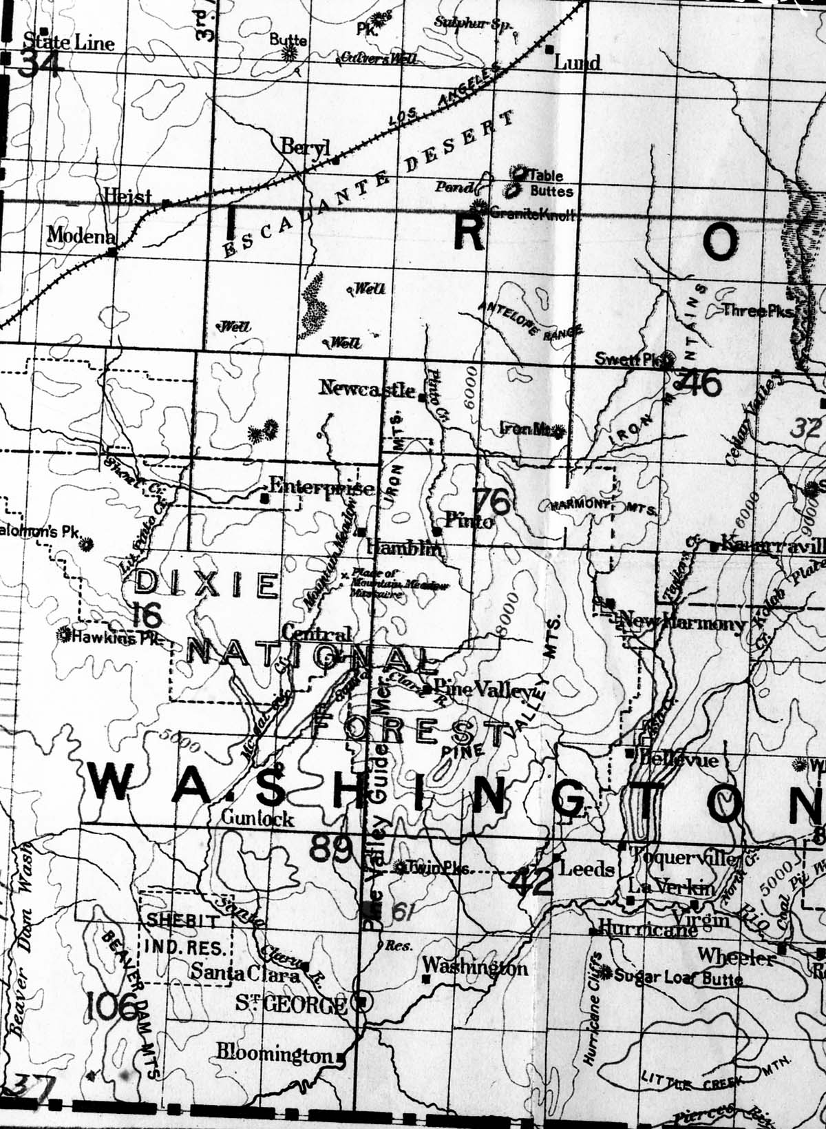 Contour map of southern Utah. (history).