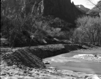 Flood protection - wall and basket work.