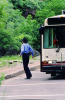 Color Photos of the official launch of the Zion shuttle system- same day as the new visitor center opening.