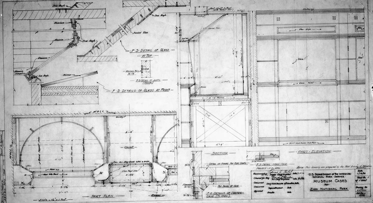 Plans for Zion Museum exhibit cases.