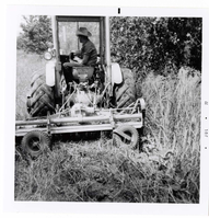 Construction vehicle cleaning and clearing in campground area.