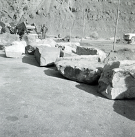 Large boulders used during the construction/maintenance of the Great White Throne parking area.