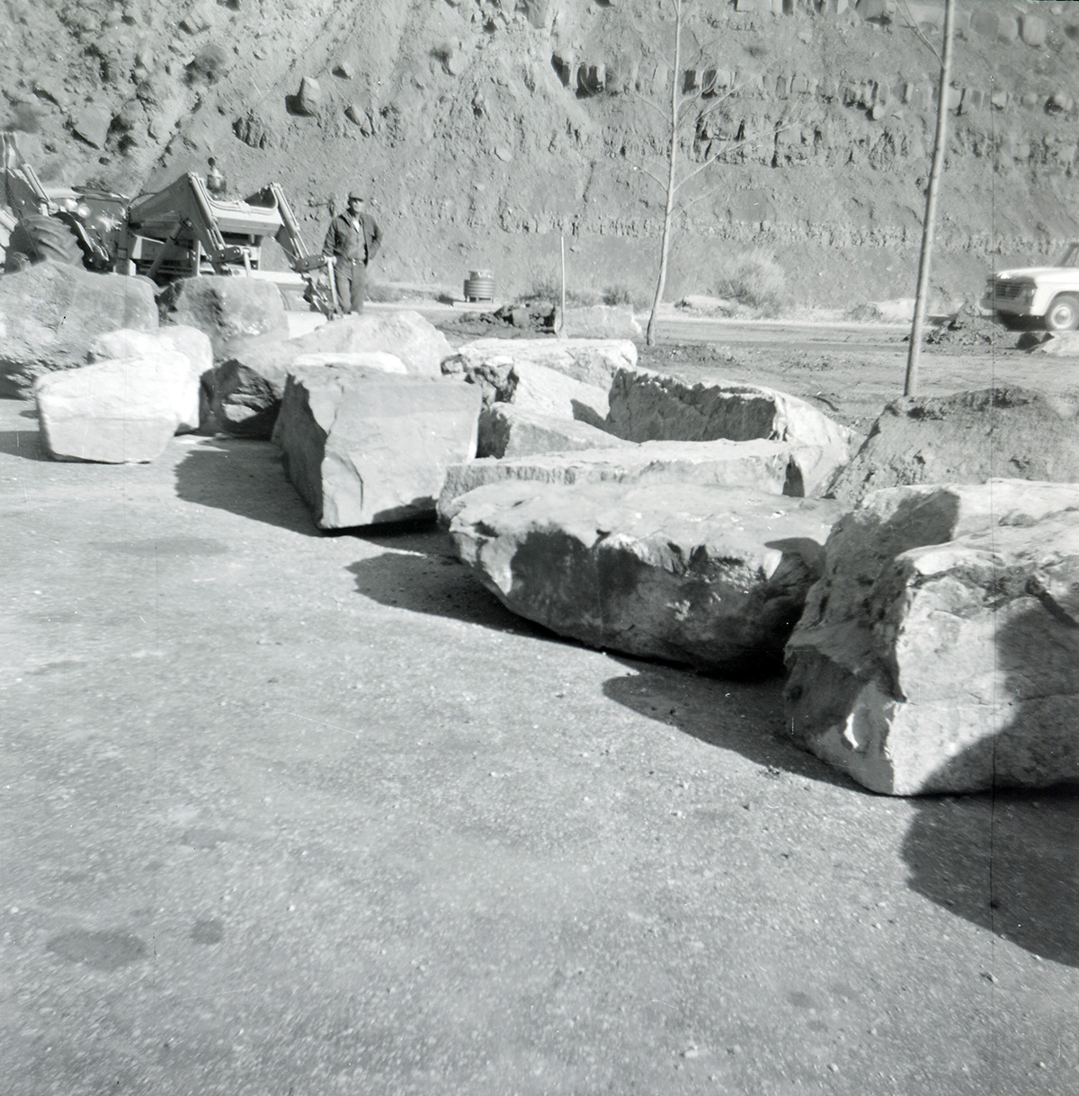 Large boulders used during the construction/maintenance of the Great White Throne parking area.