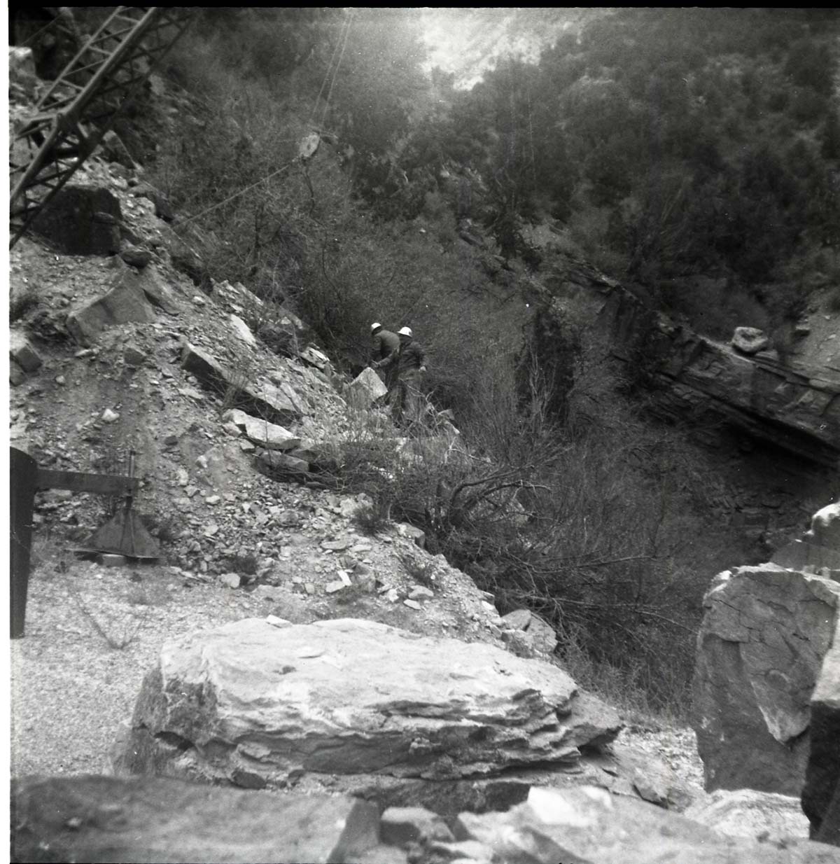 BW photos of rock slides in Kolob Canyons - 2x2.