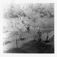 BW photo of the construction/modification of the Canyon Junction Spillway on the Virgin River.