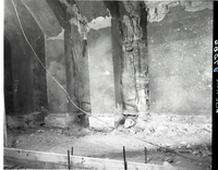 Shattered condition of tunnel wall, illustrating need for repair and the danger of the work in removing debris from footings.