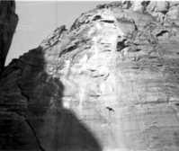 Area of canyon wall that released and caused slide. Birch Creek.