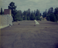 New layer of gravel spread during reroofing project. Bryce Canyon National Park.