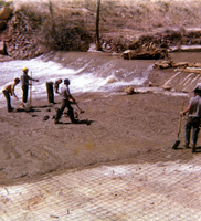 Color photo of the Virgin River channel stabilization and construction of the spillway near Birch Creek.