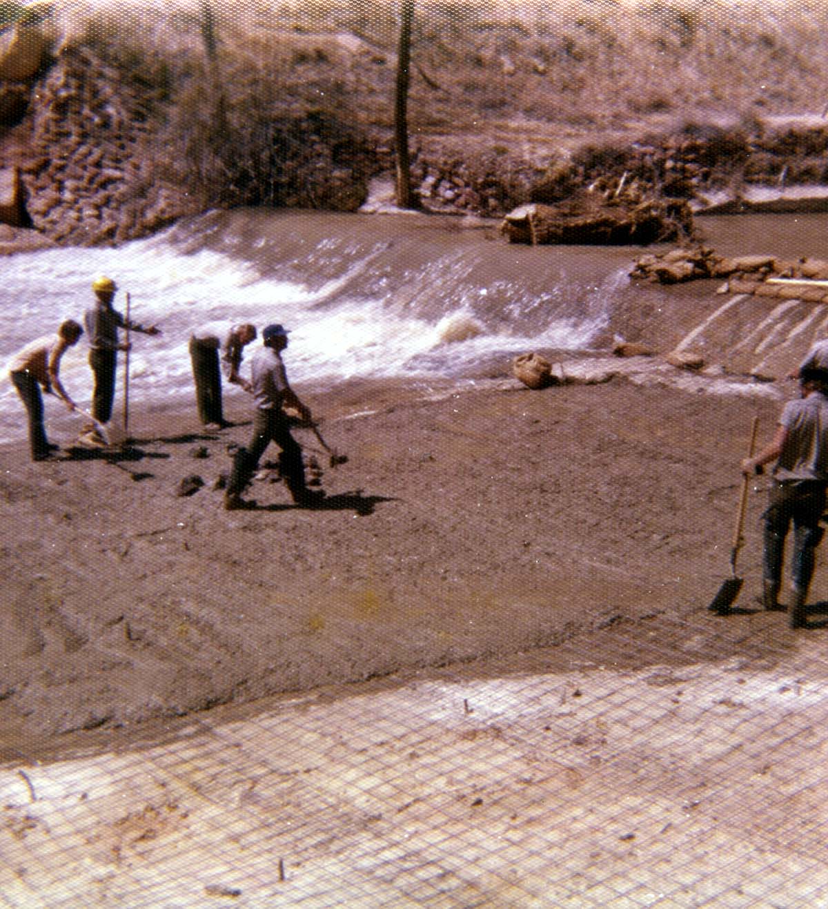 Color photo of the Virgin River channel stabilization and construction of the spillway near Birch Creek.