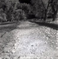 Dirt and gravel road along the scenic canyon drive near the Grotto during construction.