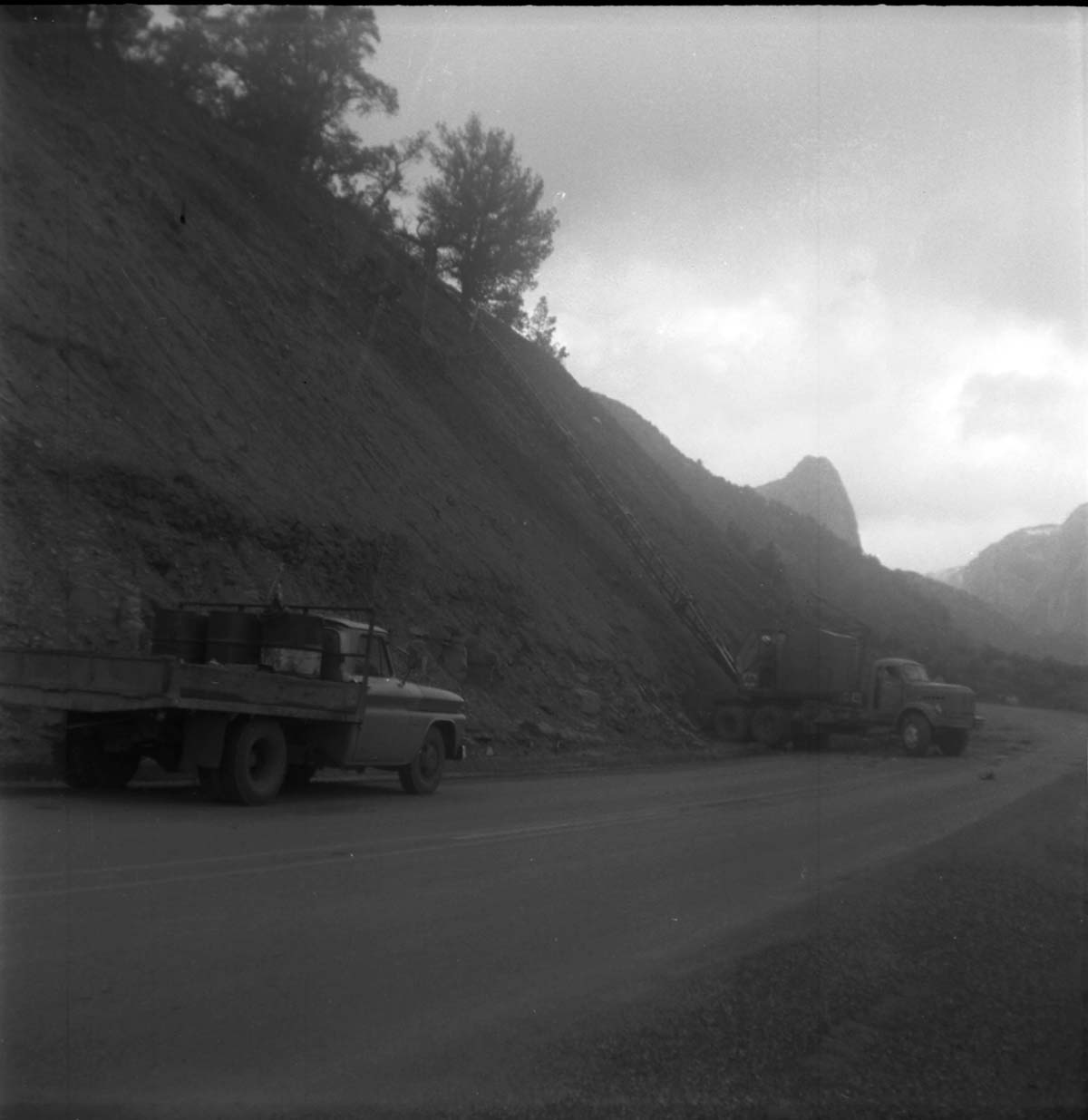 BW photos of rock slides in Kolob Canyons - 2x2.