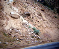 Color Photos of rock slides in Kolob Canyon.