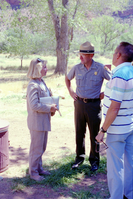 Color Photos of the parks 72nd anniversary celebrations- cake cutting, barbecue, speakers.