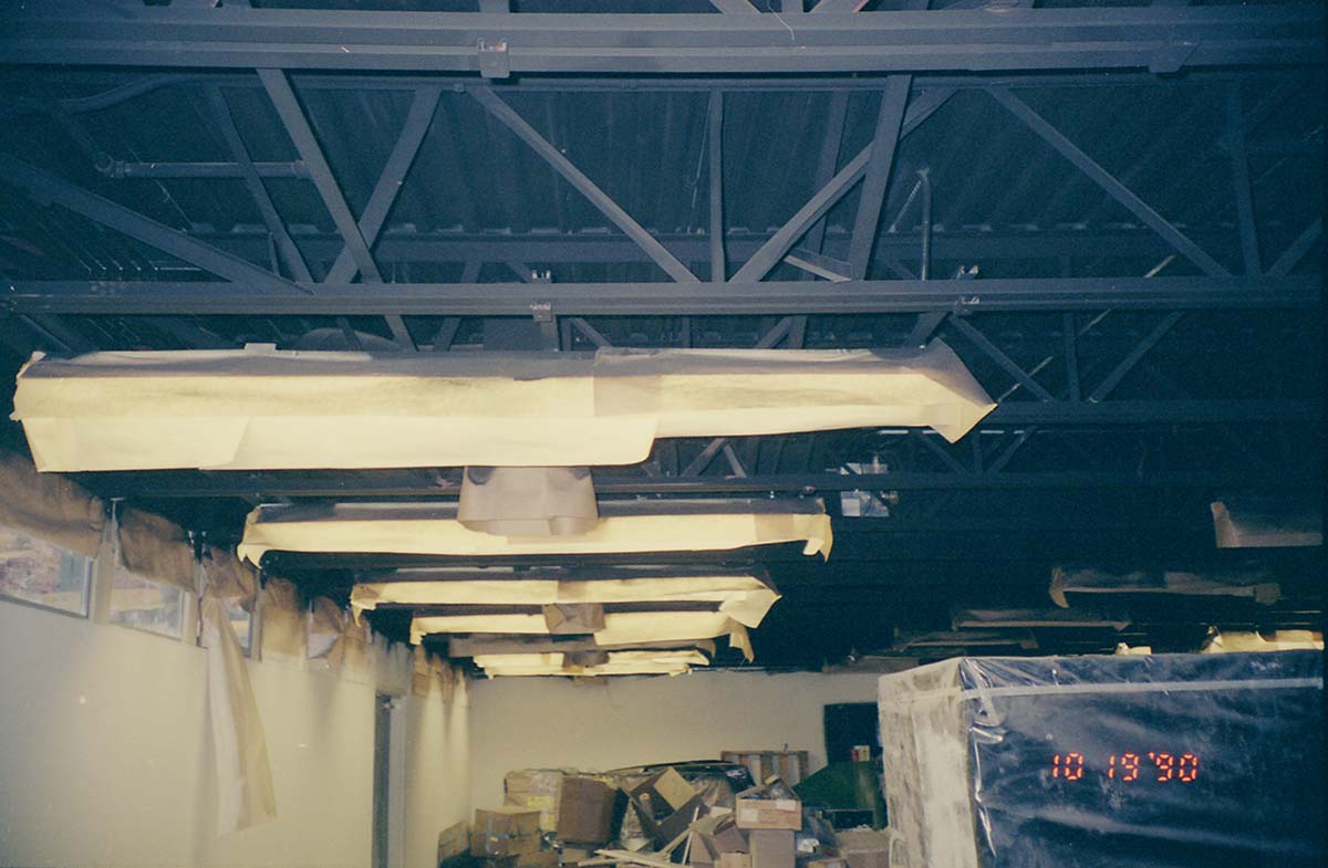 Park Headquarters Renovation: west corner warehouse light fixtures and ceiling, lower level.