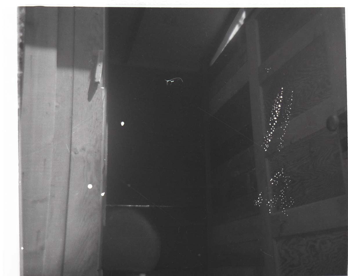 West Rim cabin site - restroom constructed of materials from demolished West Rim cabin.