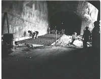 General view of repair work in Zion-Mt. Carmel tunnel, after the rock fall which destroyed the Gallery #3 in the tunnel.
