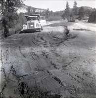 Construction vehicle during East side road repair and turn out construction.