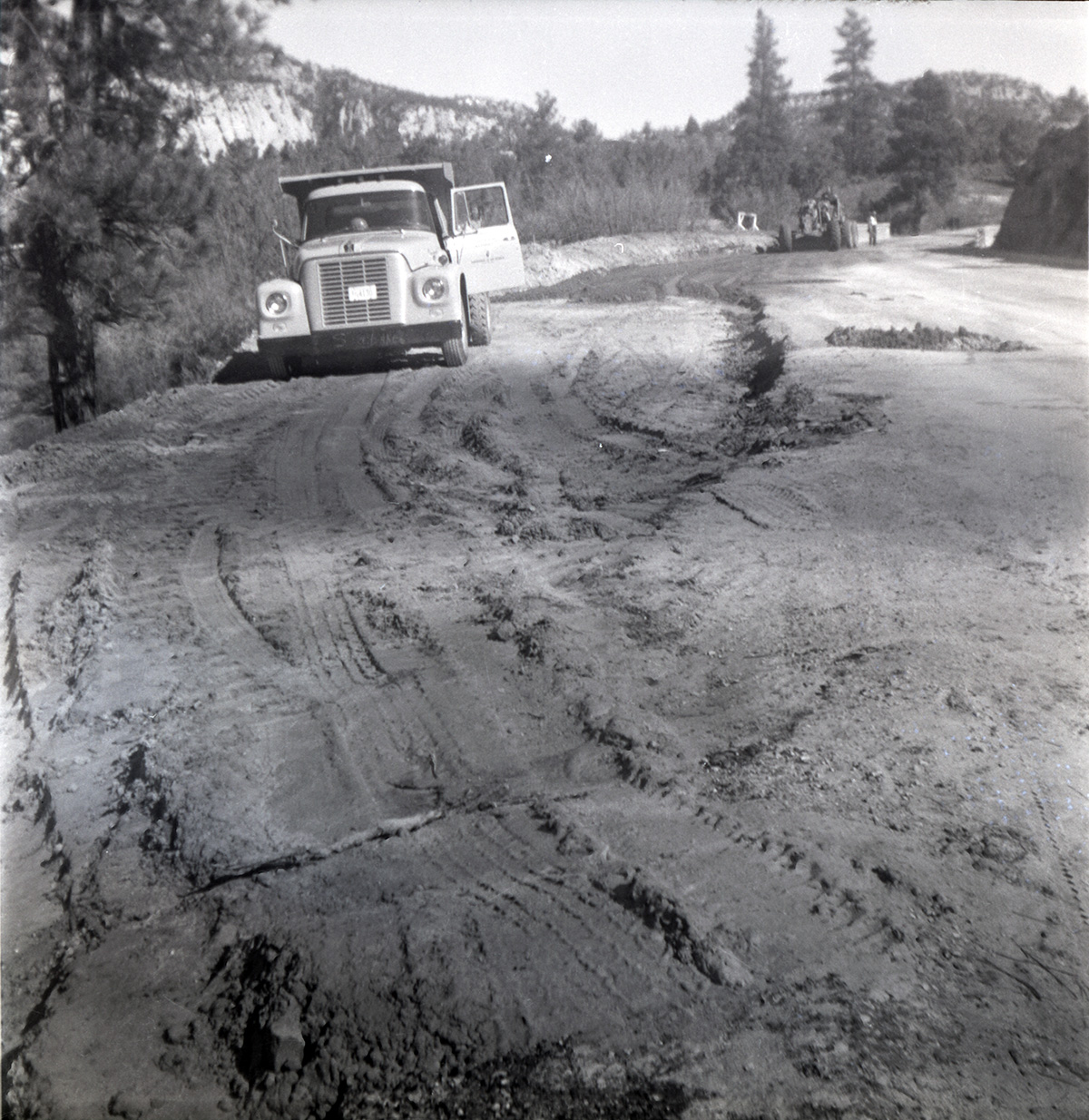 Construction vehicle during East side road repair and turn out construction.