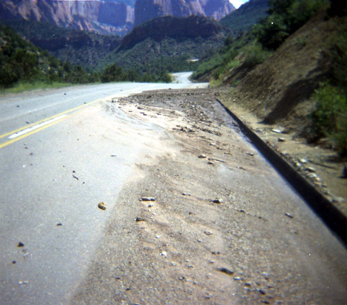 Color Photos of rock slides in Kolob Canyon.